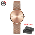 Miniatyrbild 2 av 6: Hannah Martin Watch Japan Quartz Movement Enkel Vattentät Rose Gold Rostfritt stål Mesh Watch relogio feminino HM-CL36-1