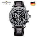 Miniatyrbild 2 av 6: Nya Zeppelin Herrklockor Vattentät Lysande Toppmärke Lyx Läder Casual Kvarts Armbandsur Military Man Watch för Herr white brown