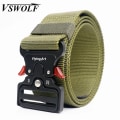 Miniatyrbild 3 av 6: Taktiskt nylon för män Army Militärbälte Byxor Metallspänne Canvas Midjeband Man Polis Utomhusträning Midjebälte brett belt with 2 hook(.2371) 125cm(.2371)