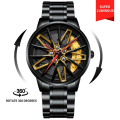 Miniatyrbild 1 av 6: Original 3D Real Man-klockor Vattentäta Rotera Klockor Watch Quartz Herrsport 360° Rotera Hjulklockor För Herrklocka Lambo-Yellow-G