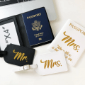 Miniatyrbild 6 av 6: Par Pass Mapp Pass Cover Resedokument Väska Bröllopspresent Mr Fru Brev Utskrift Enkel PU case 24 cards q6