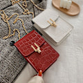 Miniatyrbild 3 av 6: Krokodilmönster Mode Damväska Högkvalitativ textur Axelväska Mobiltelefonväska PU-spänne Crossbody-väskor för kvinnor Red