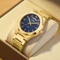 Miniatyrbild 3 av 6: Ny åttkantig design Quartz Armbandsur Herr Klänning i gyllene rostfritt stål Watch Datum/vecka Funktioner Lyx dykarklocka Man Silver White