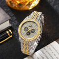Miniatyrbild 5 av 6: Mode Sparking Rhinestone Herr Klockor Quartz Casual Armbandsur erkek saat watch sport homme relojes between gold white