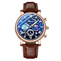 Miniatyrbild 1 av 6: CHENXI Herrklockor Top Märke Lyx Läder Kronograf Watch För Herr Mode Date BusinessVattentät självlysande klocka RoseGold Blue