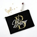 Miniatyrbild 1 av 6: Personliga initialer Sminkväska Brudtärna Maid of Honor Semester Canvas Monogram Kosmetisk påse Bröllop möhippa Present B