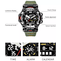 Miniatyrbild 5 av 6: SMAEL Herrklockor 50m Vattentät Watch Military Man Watch Digital 8072 Dual Display Watch Quartz Led Digital ARMYGREEN