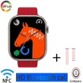 Miniatyrbild 1 av 6: herrsmartklocka IP68 vattentät NFC Bluetooth samtal Smartwatch Series 9 AMOLED explosionssäker skärm för kvinnors smartklocka Red B HK9 PRO
