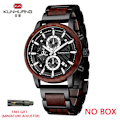 Miniatyrbild 1 av 6: KUNHUANG Träklockor Lyxig lysande multifunktions träkvarts watch för män Mode Sport Klockor Zegarek męski Black red