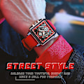 Miniatyrbild 5 av 6: 2023 nya LIGE Herrklockor Toppmärke Lyx Hollow Square Watch För män Mode Silikonrem Vattentät Quartz Armbandsur Gold red