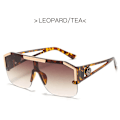 Miniatyrbild 1 av 6: Nya lyxiga överdimensionerade solglasögon för män Brand Designer solglasögon för kvinnor Mode Gradient Square Shades Leopard Tea AS Picture