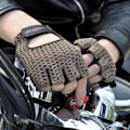 Miniatyrbild 4 av 6: Fingerlösa handskar i läder och mesh Motocross Fisknät Bilkörning Taktiska handskar Motorcykeltillbehör Arbetscykling Herrhandskar Gloves C