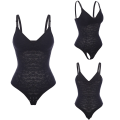 Miniatyrbild 1 av 6: Bodysuit med spets för kvinnor Magkontroll Camisole Shapewear Ärmlös topp Fajas Colombianas V-ringad Backless Jumpsuit Full Body Shaper Black XXL