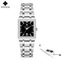 Miniatyrbild 1 av 6: WWOOR Reloj Nytt mode watch diamantklocka Toppmärke lyx fyrkantig armbandsur Enkel watch Liten watch Relogio Feminino Silver black
