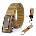 Miniatyrbild 1 av 6: Nytt mode herrbälte Toppkvalitet Bekväma nylon för män Metall Automatiskt spänne Ung Canvas Taktisk designerbälte Brown Belt A Match 120cm Adjustable