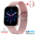 Miniatyrbild 1 av 6: Smart Watch Herr Dam Fitness Bluetooth Call Connected Klockor Vattentät Man Smartwatch För Android IOS Reloje Inteligente Mesh Pink