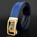 Miniatyrbild 1 av 6: Lyxmärke tiger automatiskt spänne man vitt bälte äkta läder modedesigner Casual Hög kvalitet ceinture homme Blue gold(.192) 105CM(.192)