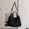 Miniatyrbild 1 av 6: Axelväskor i canvas med stor kapacitet Solid mjuk denim Fritids- eller resväska för kvinnor Mode Fatchels Vinterpaket Black 2 Large Capacity Bag