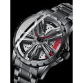 Miniatyrbild 3 av 6: 2022 Män Rim Hub Klockor Sportbil Watch Rotation Vattentät Sport Rostfritt stål Armbandsur Bil Quartz Herrklockor TSN