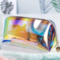 Miniatyrbild 5 av 6: Ny halvcirkelformad mode laser kosmetisk väska resor bärbar dumpling form transparent toalett Thin large size