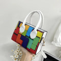 Miniatyrbild 2 av 6: Ny färg Kontrast Mångsidig handväska Fyrkantig axelväska Geometrisk Horisontell Casual axelväska Mode Crossbody väska Green