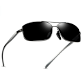 Miniatyrbild 2 av 6: AORON Classic Retro Polarized Solglasögon Herr Rektangulära Solglasögon Aluminiumram Solglasögon Herr UV400 Grey Red Glasses Bag
