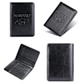 Miniatyrbild 6 av 6: Passhållare RFID-blockerande äkta läder på cover för passväska Multifunktionell reseflygbiljett Läderfodral Case Black