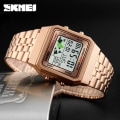 Miniatyrbild 6 av 6: SKMEI Top Lyx Mode Watch Herr Väckarklocka 3Bar Vattentät Rostfritt stål Armband Digitala klockor reloj hombre 1338 black with box