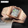 Miniatyrbild 6 av 6: SKMEI Top Lyx Mode Watch Herr Väckarklocka 3Bar Vattentät Rostfritt stål Armband Digitala klockor reloj hombre 1338 sllver with box