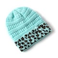 Miniatyrbild 1 av 6: 10 Färger Leopard Beanie Kvinnor Stretch Stickad Virkad Beanies Vintermössor För Kvinnor Varma Dam Messy Sky Blue One Size