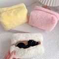 Miniatyrbild 5 av 6: Mjuk plysch sminkväska för kvinnor 2022 Vinter Ny fluffig kosmetisk smink Case Flickor Resor Toalettartiklar Organizer Handväska White 18cm x 10cm x 10cm