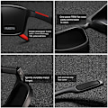 Miniatyrbild 4 av 6: KDEAM Rectangular Ultra Light TR90 Solglasögon Män Polariserad TAC 1,1 mm Tjocklek Lins Solglasögon Kvinnor Sport Man KD101 C1 Black with packaging