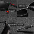 Miniatyrbild 4 av 6: KDEAM Rectangular Ultra Light TR90 Solglasögon Män Polariserad TAC 1,1 mm Tjocklek Lins Solglasögon Kvinnor Sport Man KD101 C2 Black Red-Gray with packaging