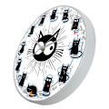 Miniatyrbild 5 av 6: Svart Katt Glädje Stil Väggklocka Kattungar Väggkonst Tyst Klocka Cartoon Katter Barnrum Barnkammare Dekorativ Väggklocka Kattälskare Present White Frame With LED
