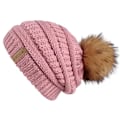 Miniatyrbild 1 av 6: Talk Höst- & Vintermössa för Kvinnor Stickad Pompommössa Slouchy Beanie Skullies för Kvinnor Svart Röd Gul Bonnet Cap Rubber red