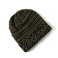 Miniatyrbild 1 av 6: 10 Färger Leopard Beanie Kvinnor Stretch Stickad Virkad Beanies Vintermössor För Kvinnor Varma Dam Messy Army green One Size