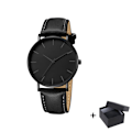 Miniatyrbild 1 av 6: Watch 2022 Lyxmode Enkel Armbandsur Läder Guld Urtavla Casual Man Brecalet Quartz Clock Vip-länk för droppe 567 Black