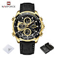 Miniatyrbild 1 av 6: Nya original NAVIFORCE Business Luxury Läder Klockor Herr Sport 3ATM Vattentät LCD Display Watch För Man Quartz Armbandsur GBB-BOX