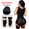Miniatyrbild 5 av 6: Fajas Reductoras Body Shaper Slimming Slida Flat Belly Shapewear Magkontroll Body Efter förlossning livstycken Gördlar Kvinna Korsett Black crotchless XXL