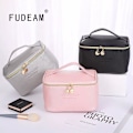 Miniatyrbild 2 av 6: FUDEAM Läder Multifunktion Kvinnor Kosmetikväska Resor Toalettartiklar Förvaring Organisera Handväska Vattentät Kvinnlig Bärbart Makeup case Black C