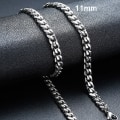Miniatyrbild 1 av 6: Vnox 18-70 cm Curb Chain Halsband 3-11 mm Miami Cuban Link Klassisk Punk, tungmetall, Långt Damhalsband i rostfritt stål 11mm Silver 45cm Necklace