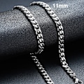 Miniatyrbild 1 av 6: Vnox 18-70 cm Curb Chain Halsband 3-11 mm Miami Cuban Link Klassisk Punk, tungmetall, Långt Damhalsband i rostfritt stål 11mm Silver 60cm Necklace