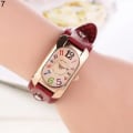 Miniatyrbild 1 av 6: Mode Casual Damklocka Kunstläder Diamantband Avlångt case Quartz Watch kvinnor Red