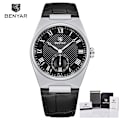Miniatyrbild 1 av 6: BENYAR Herrklockor Retro Dial Quartz Watch For Herr Lyx 40MM Militärläder Originalklockor Vattentät klocka Reloj Hombre Silver Black