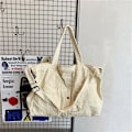 Miniatyrbild 1 av 6: Axelväskor i canvas med stor kapacitet Solid mjuk denim Fritids- eller resväska för kvinnor Mode Fatchels Vinterpaket White 2 Large Capacity Bag