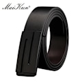 Miniatyrbild 1 av 6: Maikun-bälten för män Högkvalitativt slätt spänne syntetiskt läder herrbälte Moderiktigt mäns bälte för jeans BlackBeltBuckle1 115cm