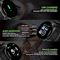Miniatyrbild 4 av 6: Digital Watch herrklockor Blodtryck Rund Smart watch Dam Smart Armband Vattentät Sport Tracker För Android IOS Blue