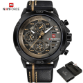 Miniatyrbild 1 av 6: NAVIFORCE Herrklockor Toppmärke Lyx Vattentät 24 timmar Date Quartz Watch Man Läder Watch Herr Vattentät klocka BYBN BOX