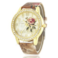 Miniatyrbild 1 av 6: Mode Damklockor Kvinnor Printed Watch Lyx Casual Quartz Läder Watch Mode Kvinnlig Klänning Klockor Relogio Brown