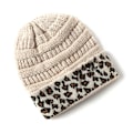 Miniatyrbild 1 av 6: 10 Färger Leopard Beanie Kvinnor Stretch Stickad Virkad Beanies Vintermössor För Kvinnor Varma Dam Messy Beige One Size
